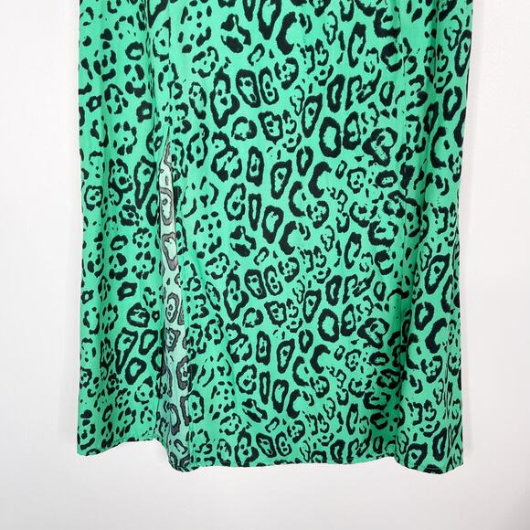 WAYF XSmall Green Black Altamont Leopard Print Midi Skirt High Side Slit Animal - Picture 3 of 12